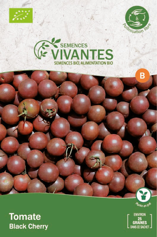 Semences Vivantes -- Tomate Black Cherry Bio - sachet de 25 graines