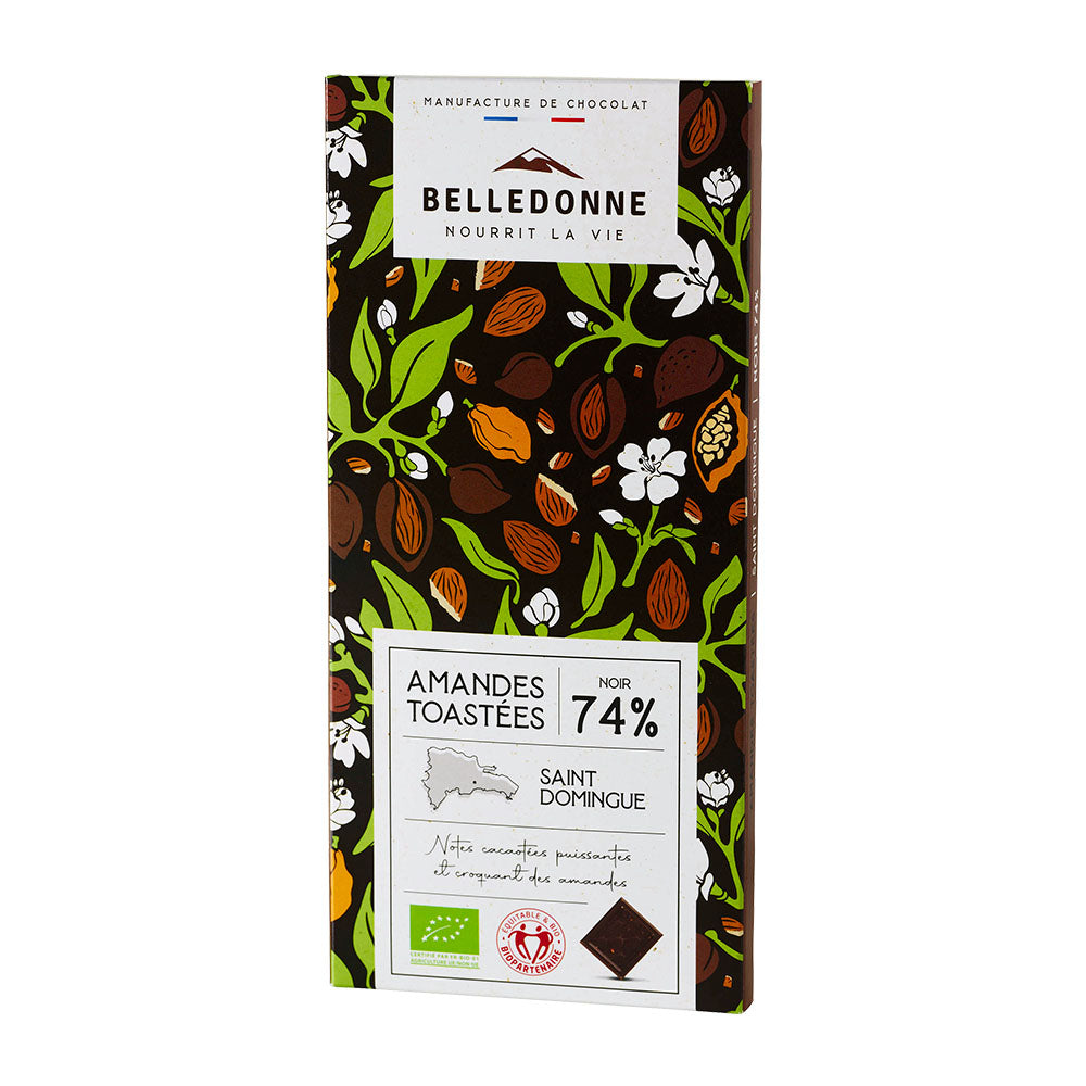 Tablette noir 74% amandes bio - 1